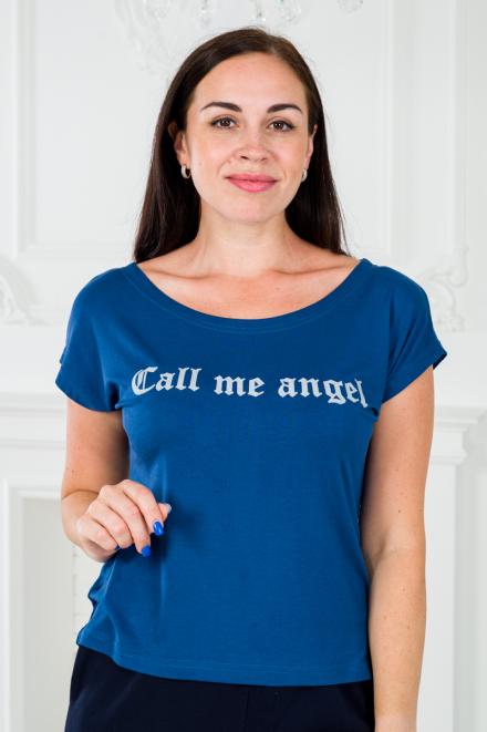 Футболка женская из вискозы Лирика индиго Call me angel Футболка женская из вискозы Лирика индиго Call me angel