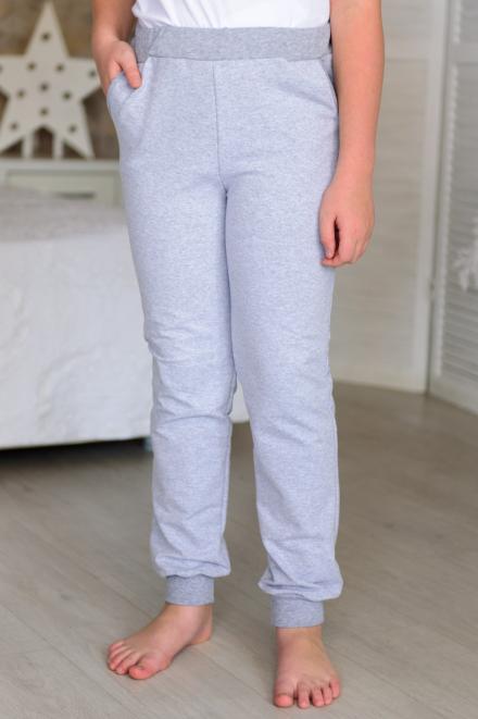 Брюки подростковые из футера серый меланж