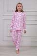 Пижама детская из кулирки пенье на манжетах Дрёма цветы розовый