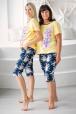 Пижама женская домашний из футболки и бридж Букетик желтый темно-синий