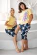 Пижама женская домашний из футболки и бридж Букетик желтый темно-синий