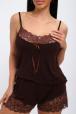 Пижама женская из топа и шорт из вискозы Николь шоколад