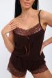 Пижама женская из топа и шорт из вискозы Николь шоколад