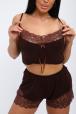 Пижама женская из топа и шорт из вискозы Николь шоколад