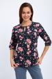 Кофта женская из футера 2-н Анфиса  цветы на синем