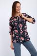 Кофта женская из футера 2-н Анфиса  цветы на синем