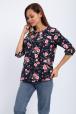 Кофта женская из футера 2-н Анфиса  цветы на синем