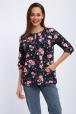 Кофта женская из футера 2-н Анфиса  цветы на синем