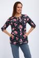 Кофта женская из футера 2-н Анфиса  цветы на синем
