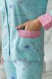 Пижама женская из жакета и брюк из футера Салли голубой, пудровый