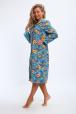 Халат женский из фланели Маша  макси цветы