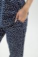 Костюм женский  из футболки и брюк из кулирки "Крым" горошек темно-синий макси