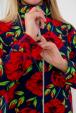 Толстовка женская из футера 2-х нитка Ирма красные цветы макси