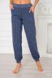 Брюки женские из кулирки на манжете звезды на мел.синий