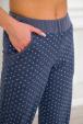 Брюки женские из кулирки на манжете звезды на мел.синий