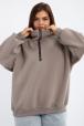 Толстовка женская из футера начес Комфорт серо-коричневый