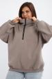 Толстовка женская из футера начес Комфорт серо-коричневый