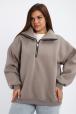 Толстовка женская из футера начес Комфорт серо-коричневый
