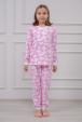 Пижама подростковая из кулирки пенье на манжетах Дрёма цветы розовый