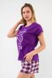 Пижама женская из футболки и шорт из кулирки Алиса фиолетовый