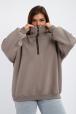 Толстовка женская из футера начес Комфорт серо-коричневый макси