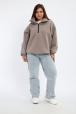 Толстовка женская из футера начес Комфорт серо-коричневый макси