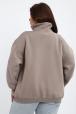 Толстовка женская из футера начес Комфорт серо-коричневый макси