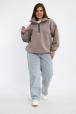 Толстовка женская из футера начес Комфорт серо-коричневый макси