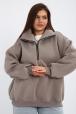 Толстовка женская из футера начес Комфорт серо-коричневый макси