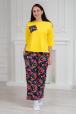 Пижама из джемпера и брюк из кулирки Жасмин красно-желтые цветы