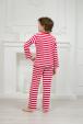 Пижама детская из джемпера и брюк без манжет из интерлока Сафари красный полоса