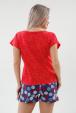 Пижама женская из футболки и шорт из кулирки Алиса березка красный