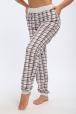Брюки женские из кулирки на манжете клетка на белом