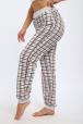 Брюки женские из кулирки на манжете клетка на белом