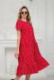 Платье женское из кулирки Кармелита горошек на красном